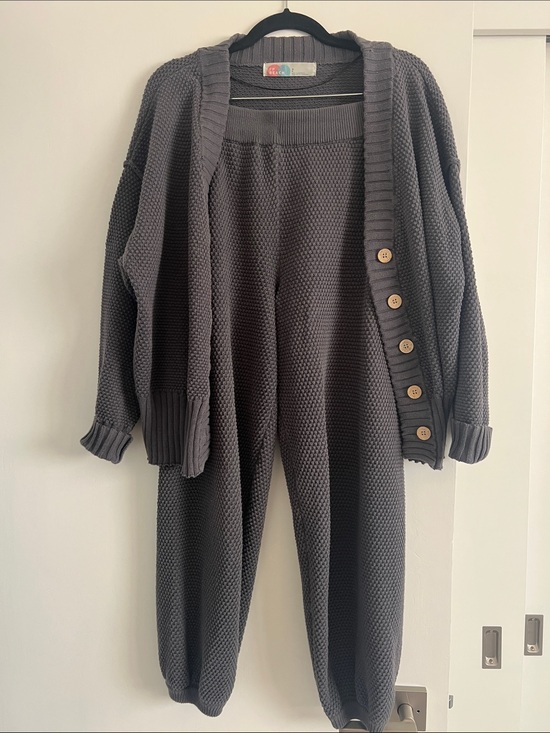 Free People Pants - Free People Chunky Knit Two-Piece Set in Charcoal Gray